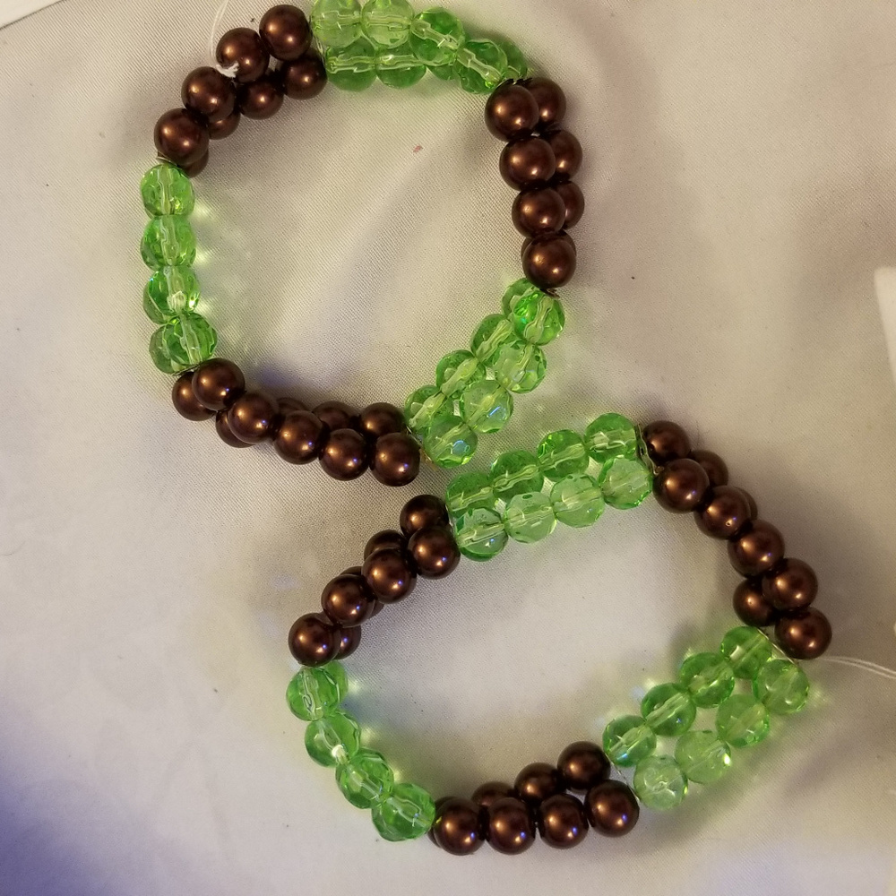 HANDMADE Green Brown Acrylic Bracelet